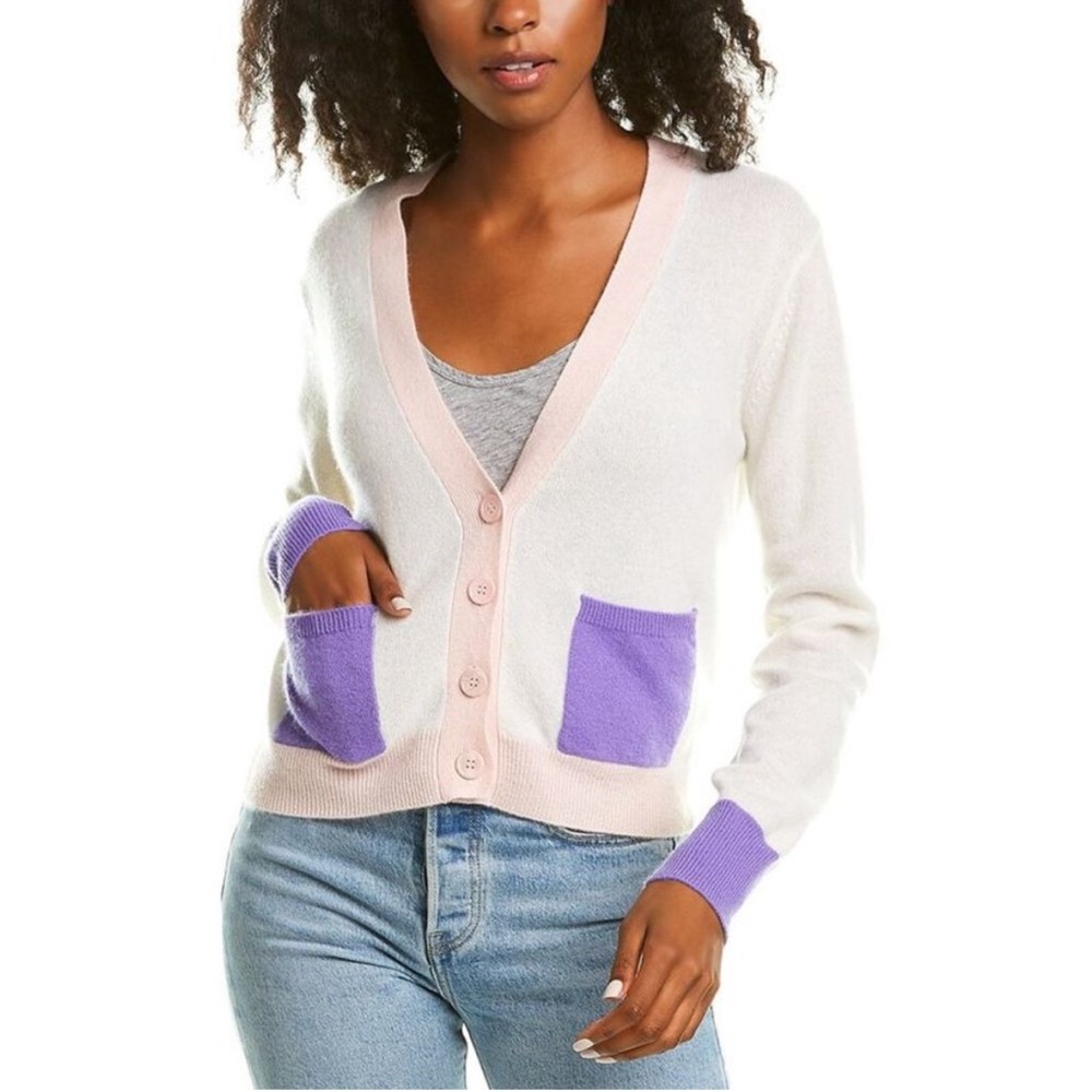 Scott & Scott London Cashmere Color Block Cardigan. Size Small